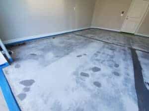 This is a picture of an epoxy garage floor after crack repair