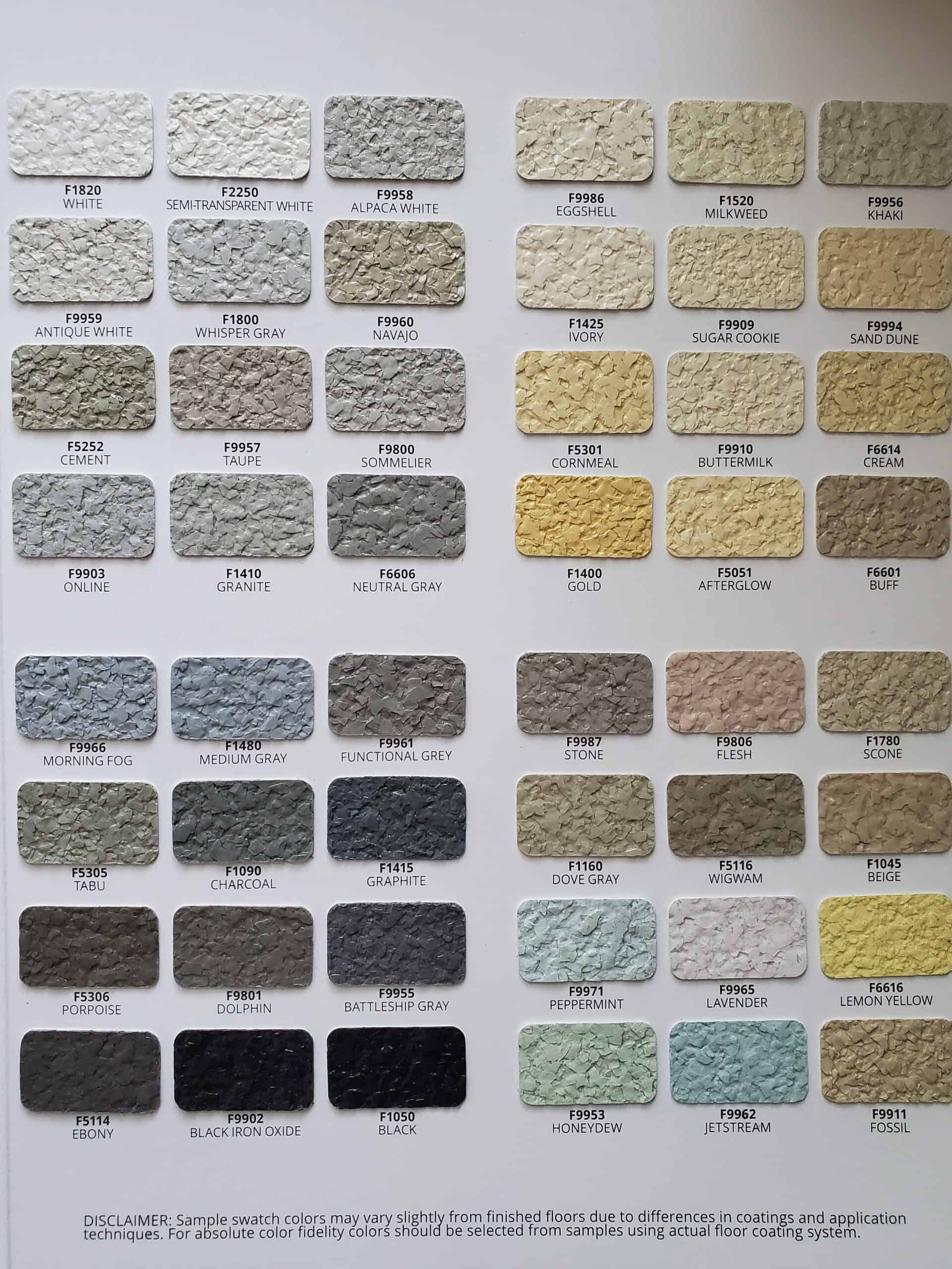 Epoxy Flooring Colors and Style Charts - Choose Your Dream Coating!